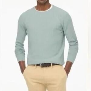 J.Crew Cotton Seed Stitch Crewneck Sweater Men XL Blue Pullover Rib Trim Stretch